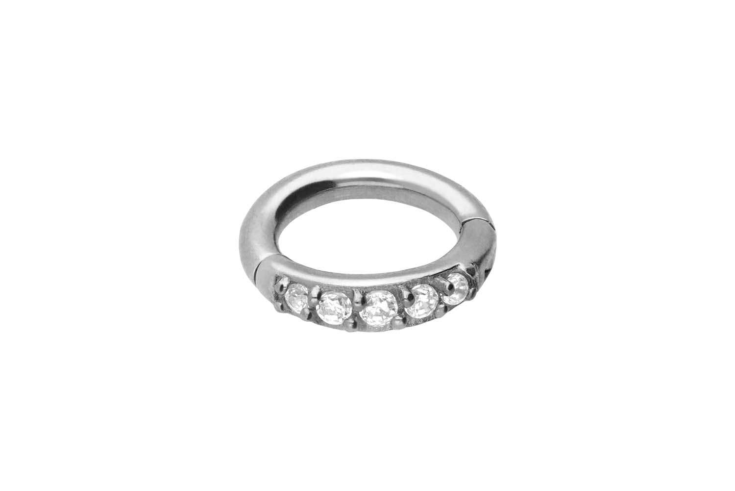 Chirurgenstahl Segmentring Clicker Piercing 5 EINGEFASSTE KRISTALLE